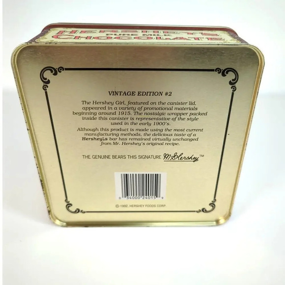 Vintage Hershey's Pure Milk Chocolate Tin Box Canister - Picture 3 of 7